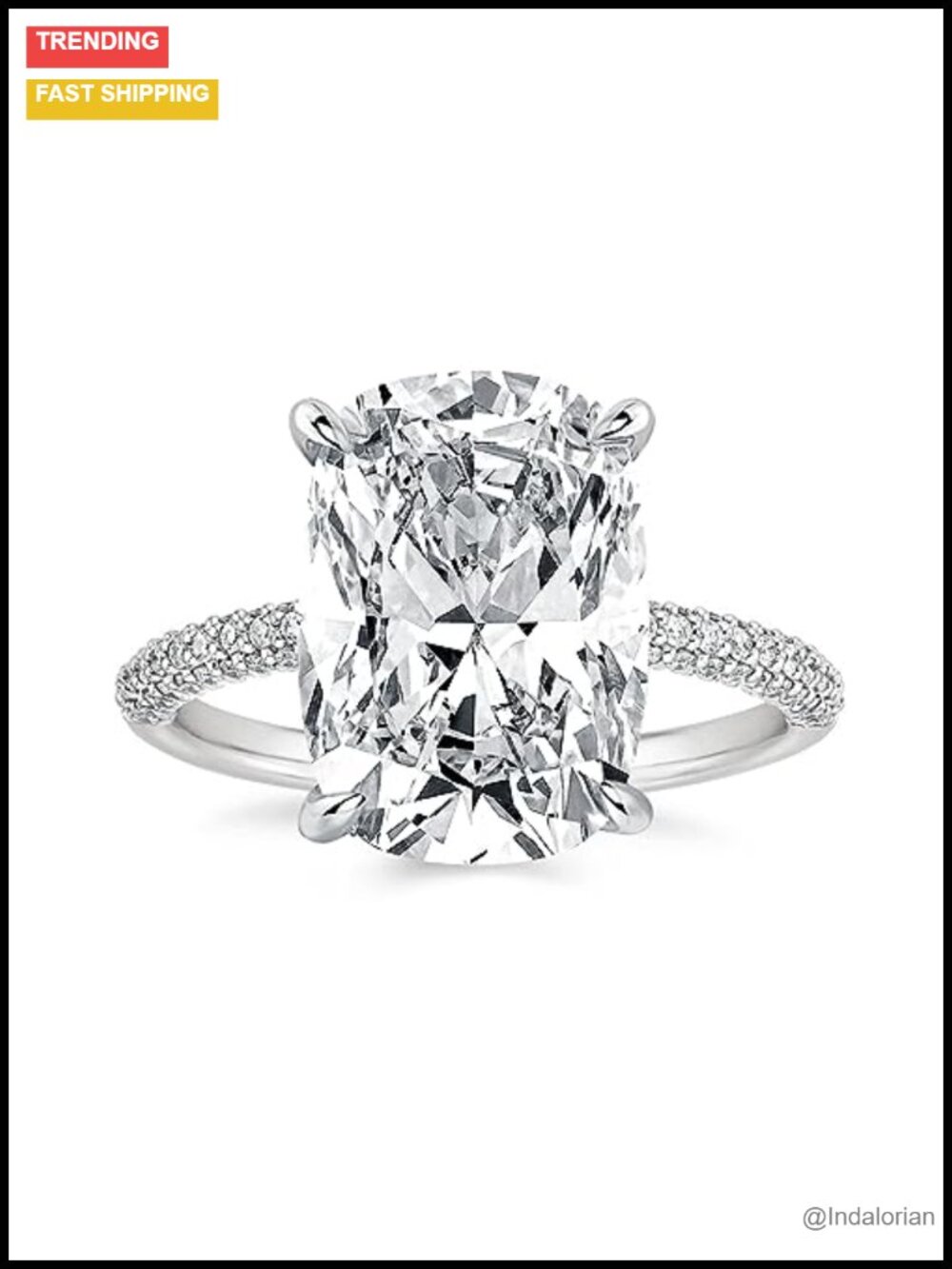 RODIFFY Cushion Cut Engagement Ring S925 Sterling Silver 4CT